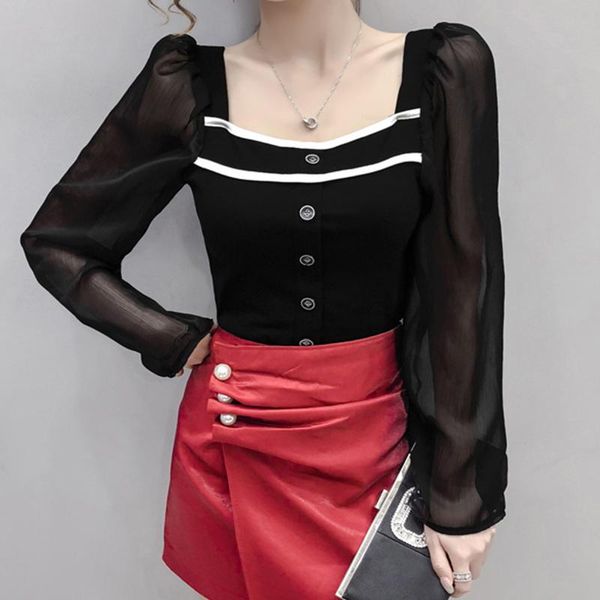 women's blouses & shirts arrival fashion korean blouse women ol temperament casual street vintage perspective puff sleeve chiffon loose, White
women's blouses & shirts arrival fashion korean blouse women ol temperament casual street vintage perspective puff sleeve chiffon loose, White