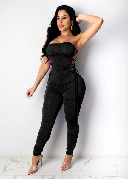 women's jumpsuits & rompers women off shoulder adults solid color tube side cutout lace up ruched pleated jumpsuit, Black;white
women's jumpsuits & rompers women off shoulder adults solid color tube side cutout lace up ruched pleated jumpsuit, Black;white