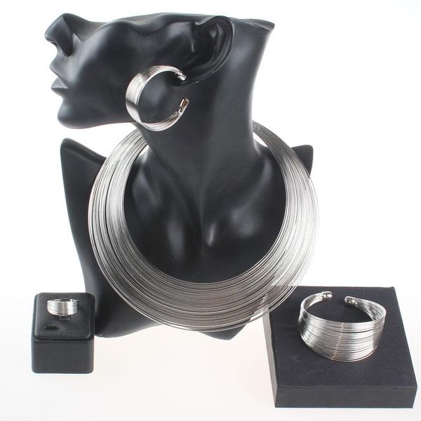 earrings & necklace fashion women multilayer punk statement bangle earring ring charm party chain luxury choker collar jewelry sets, Silver
earrings & necklace fashion women multilayer punk statement bangle earring ring charm party chain luxury choker collar jewelry sets, Silver
