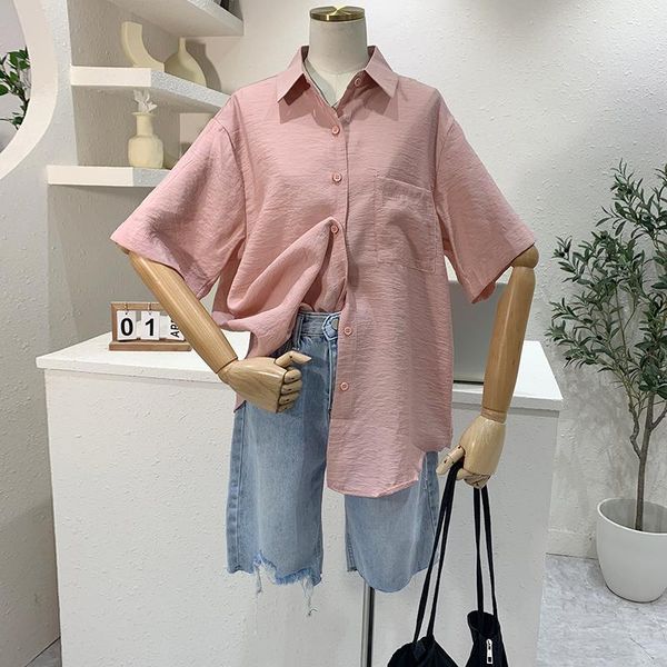 women's t-shirt 2021 summer shirt korean style simple solid color lapel short-sleeved casual loose female lh380, White
women's t-shirt 2021 summer shirt korean style simple solid color lapel short-sleeved casual loose female lh380, White