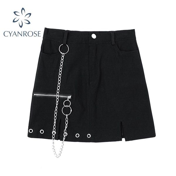 skirts black gothic punk style skirt women streetwear metal chain patchwork high waist 2021 summer zipper split a-line jupes
skirts black gothic punk style skirt women streetwear metal chain patchwork high waist 2021 summer zipper split a-line jupes