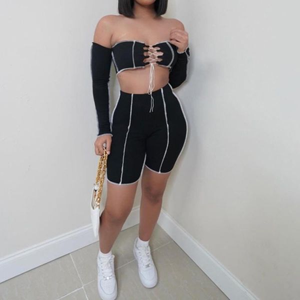 women's tracksuits omsj lace-up strapless long sleeve crop and bandage slim shorts 3 colors 2021 summer fashion clubwear 2 pieces match, Gray
women's tracksuits omsj lace-up strapless long sleeve crop and bandage slim shorts 3 colors 2021 summer fashion clubwear 2 pieces match, Gray