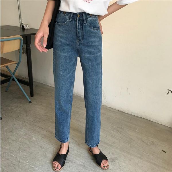 korean straight jean pants women washed high waisted jeans loose harajuku denim women's, Blue
korean straight jean pants women washed high waisted jeans loose harajuku denim women's, Blue