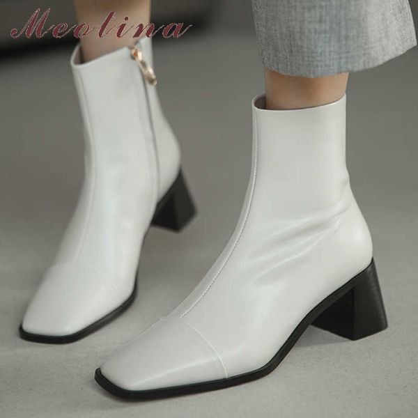 meotina short boots women shoes genuine leather high heel ankle boots square toe thick heels zip lady boots white big size 40 210608, Black
meotina short boots women shoes genuine leather high heel ankle boots square toe thick heels zip lady boots white big size 40 210608, Black