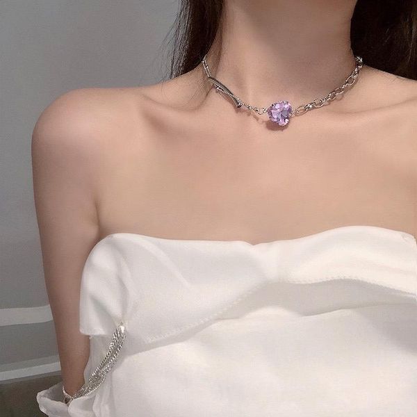 chains purple love crystal necklace woman choker necklaces girls chain jewelry silver color kpop stainless steel collares
chains purple love crystal necklace woman choker necklaces girls chain jewelry silver color kpop stainless steel collares