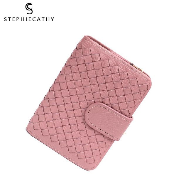 wallets sc brand designer women pu short wallet handmade woven vegan purse handbag button candy color functional cash po card holders, Red;black
wallets sc brand designer women pu short wallet handmade woven vegan purse handbag button candy color functional cash po card holders, Red;black