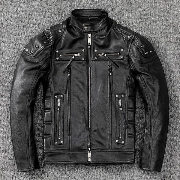 men's leather & faux motorcycle retro black pure cowhid genuine cowhide jacket riding clothes rivets slim fit biker's ooblique zip
men's leather & faux motorcycle retro black pure cowhid genuine cowhide jacket riding clothes rivets slim fit biker's ooblique zip