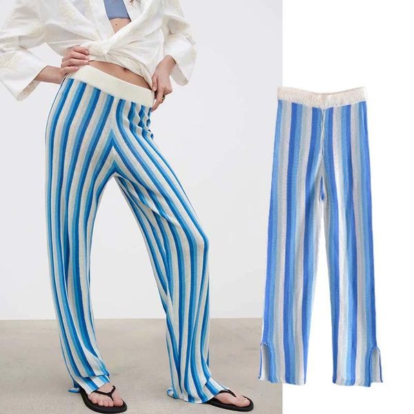 women's pants & capris klkxmyt za 2021 for women blue white stripe knitted high waist woman trousers hem split autumn suits, Black;white
women's pants & capris klkxmyt za 2021 for women blue white stripe knitted high waist woman trousers hem split autumn suits, Black;white