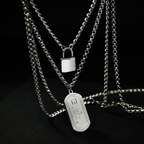 pendant necklaces fashion couple necklace stainless steel thick lock and tag autumn double layer sweater chain birthday party jewelry, Silver
pendant necklaces fashion couple necklace stainless steel thick lock and tag autumn double layer sweater chain birthday party jewelry, Silver