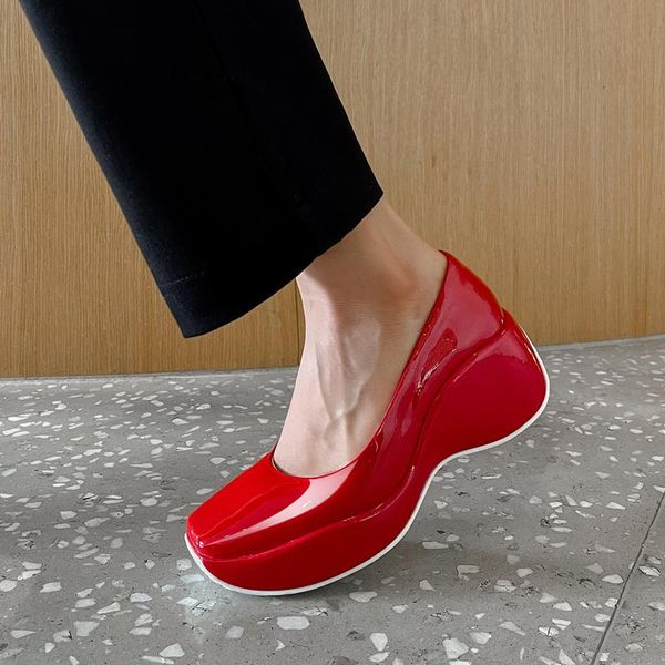 dress shoes pumps women platform wedding genuine leather spring autumn 2021 thick soled shallow single women's, Black 
dress shoes pumps women platform wedding genuine leather spring autumn 2021 thick soled shallow single women's, Black