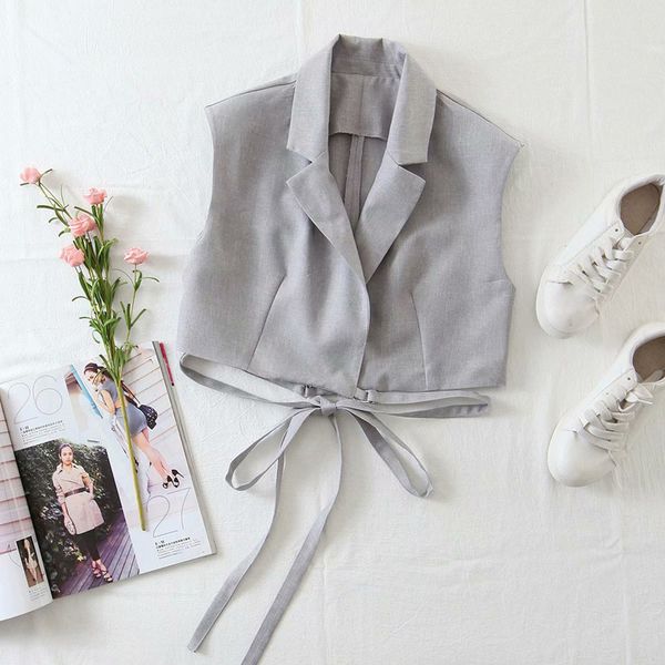 puwd casual lapel tie vest spring-autumn fashion ladies high street minimalist female short solid color 210430, Black;white
puwd casual lapel tie vest spring-autumn fashion ladies high street minimalist female short solid color 210430, Black;white