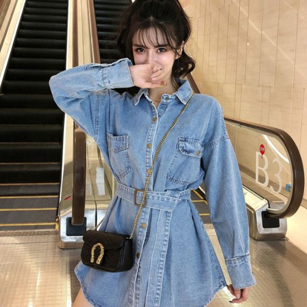 spring female turn down collar single breasted long-sleeved denim jacket cardigan coat with belt blue coats 8y974 210510, Black;brown
spring female turn down collar single breasted long-sleeved denim jacket cardigan coat with belt blue coats 8y974 210510, Black;brown