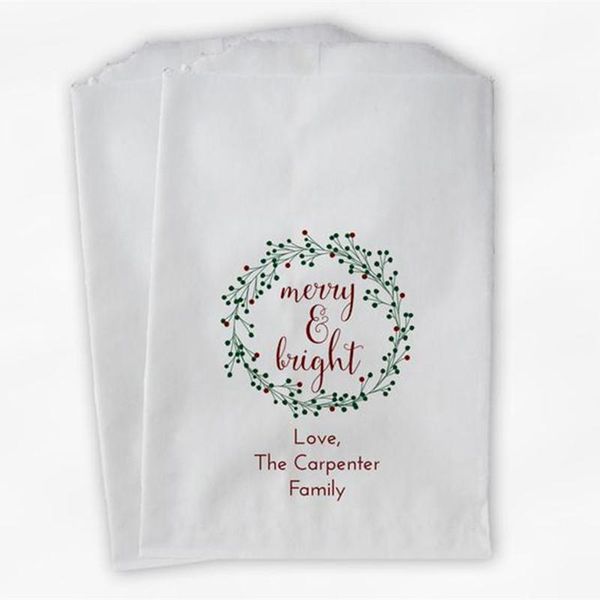 gift wrap custom merry and bright holiday treat bags - wreath christmas in red green paper
gift wrap custom merry and bright holiday treat bags - wreath christmas in red green paper