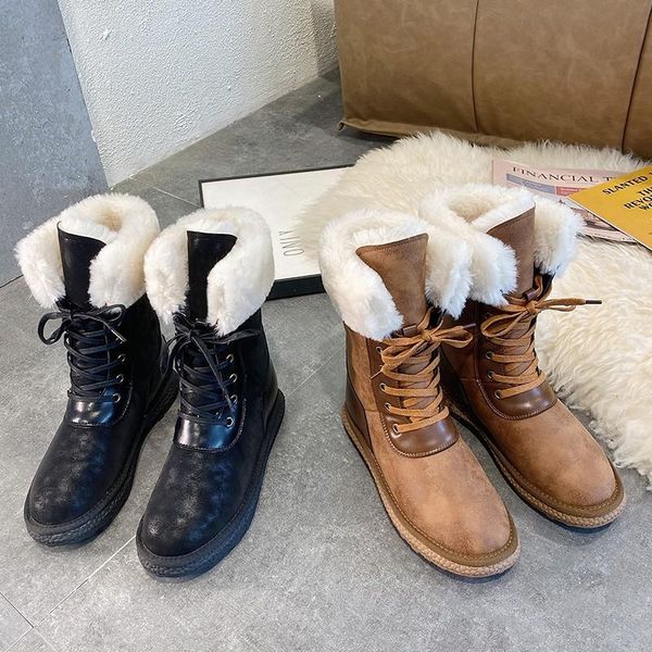 boots women snow winter keep warm plush ladies flat cotton shoes round toe platform cross strap female mid calf, Black
boots women snow winter keep warm plush ladies flat cotton shoes round toe platform cross strap female mid calf, Black
