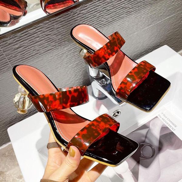 summer square toe ladies slippers pvc transparent crystal strange style clear heel women leopard grain female slides, Black
summer square toe ladies slippers pvc transparent crystal strange style clear heel women leopard grain female slides, Black