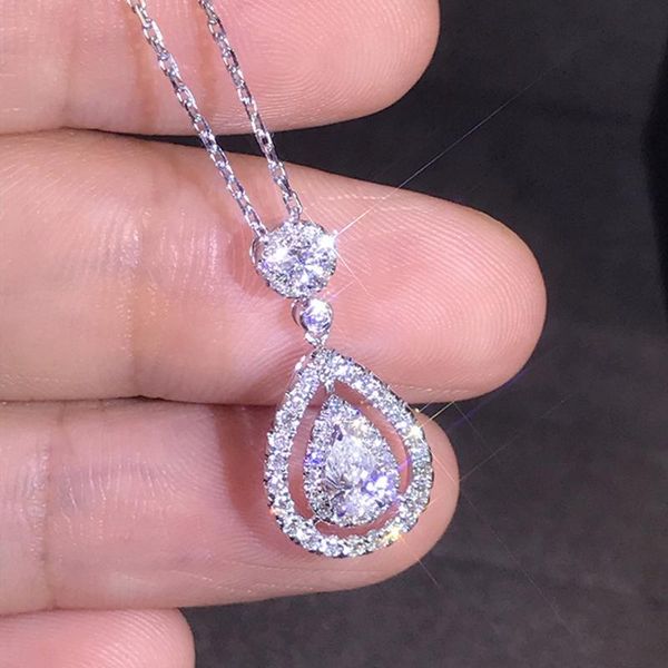 elegant white color pendant necklace jewelry for women full rhinestone water drop shaped zircon gifts necklaces, Silver
elegant white color pendant necklace jewelry for women full rhinestone water drop shaped zircon gifts necklaces, Silver