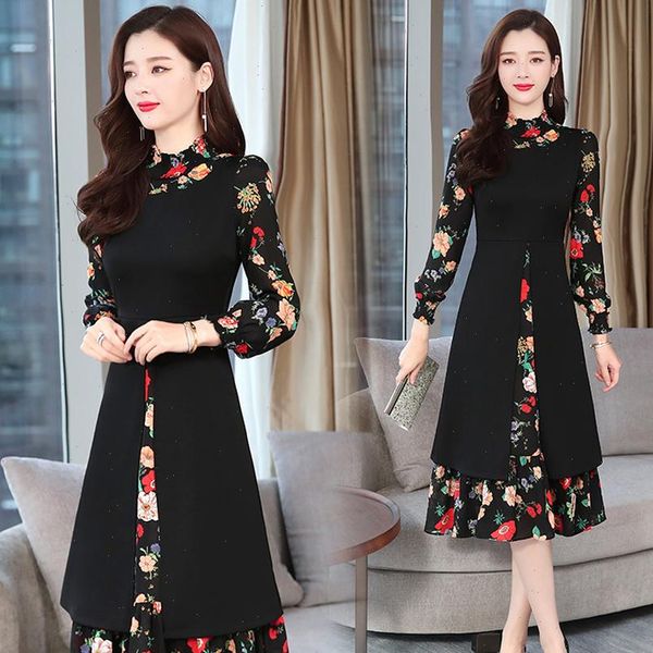 vintage print chiffon long sleeve women dress autumn winter 4xl plus size black bodycon elegant party vestidos, Black;gray
vintage print chiffon long sleeve women dress autumn winter 4xl plus size black bodycon elegant party vestidos, Black;gray