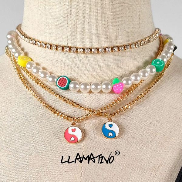 chains 4 piece colorful fruits bead strand gossip pendant necklace for women rhinestone choker baroque pearl necklaces vacation jewelry, Silver
chains 4 piece colorful fruits bead strand gossip pendant necklace for women rhinestone choker baroque pearl necklaces vacation jewelry, Silver