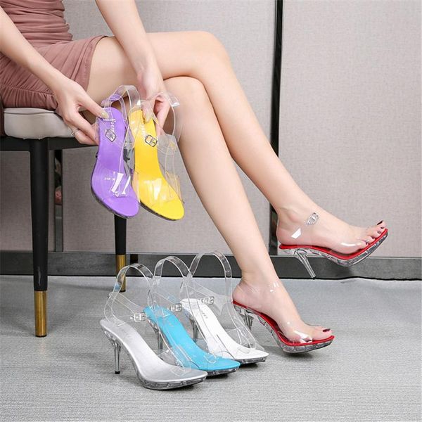 summer transparent buckle strap sandals female 9cm clear pvc strappy high heels shoes women nightclub 34-43, Black
summer transparent buckle strap sandals female 9cm clear pvc strappy high heels shoes women nightclub 34-43, Black