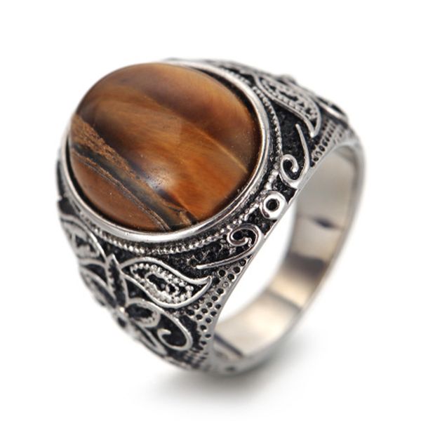 stainless steel ring vintage floral pattern oval tiger eye stone biker for men women #7 - #12 with velvet bag, Golden;silver
stainless steel ring vintage floral pattern oval tiger eye stone biker for men women #7 - #12 with velvet bag, Golden;silver