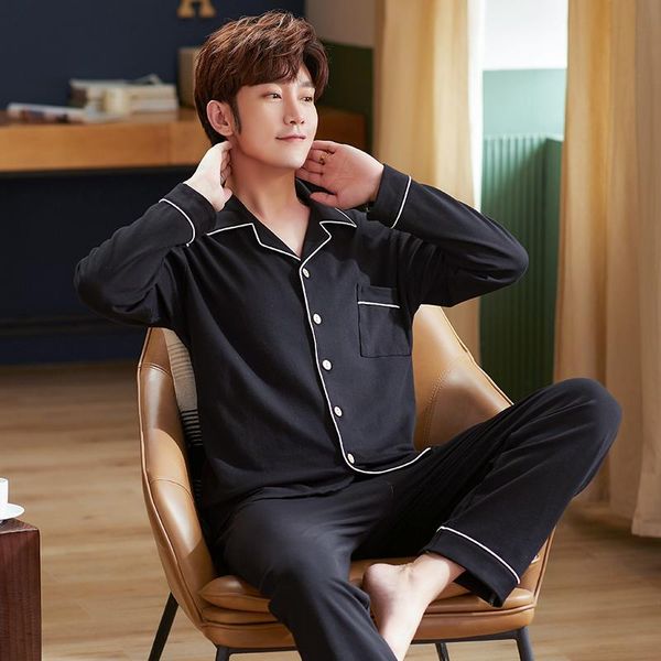 men's sleepwear autumn knitted cotton men long sleeve pajamas plus size 3xl man suit loose soft leisure male homewear nightwear, Black;brown
men's sleepwear autumn knitted cotton men long sleeve pajamas plus size 3xl man suit loose soft leisure male homewear nightwear, Black;brown