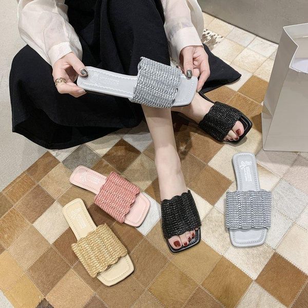 slippers women summer square-headed gloved toe fish-mouth wear fashion weave sandals and woman, Black
slippers women summer square-headed gloved toe fish-mouth wear fashion weave sandals and woman, Black