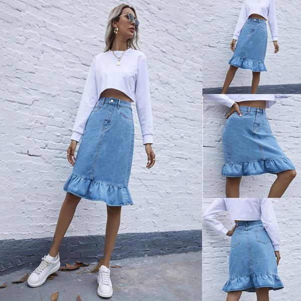 skirts 2021 fashion women spring/summer solid a-line knee-length ruffles streetwear casual empire denim, Black
skirts 2021 fashion women spring/summer solid a-line knee-length ruffles streetwear casual empire denim, Black