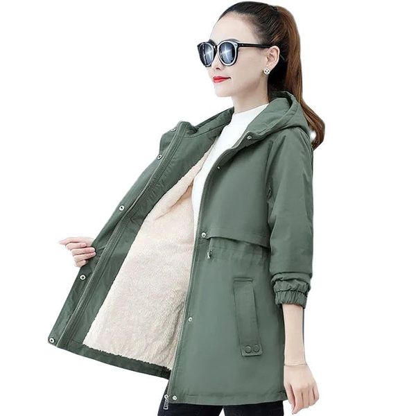 women's trench coats winter jacket cotton padded coat 2021 plus velvet thick hooded lady windbreaker female loose parka outwear overcoa, Tan;black
women's trench coats winter jacket cotton padded coat 2021 plus velvet thick hooded lady windbreaker female loose parka outwear overcoa, Tan;black