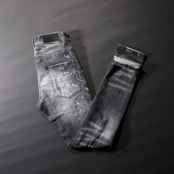 men's jeans streetwear denim punk trousers fashion designer retro gray slim fit painted destroyed ripped hip hop pants k5ay, Blue
men's jeans streetwear denim punk trousers fashion designer retro gray slim fit painted destroyed ripped hip hop pants k5ay, Blue