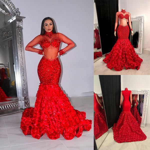 african red mermaid prom dresses sequins high neck long sleeve 3d rose flower evening gowns formal cocktail dress, Black;red
african red mermaid prom dresses sequins high neck long sleeve 3d rose flower evening gowns formal cocktail dress, Black;red