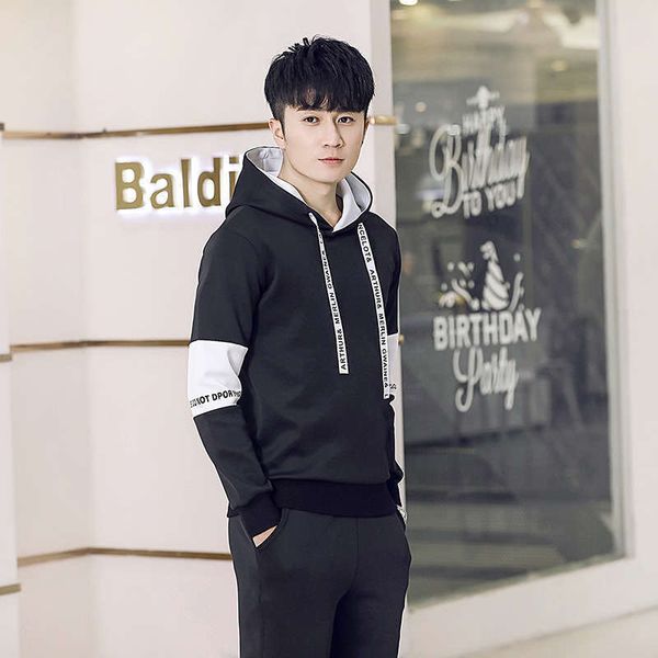 and men's tracksuits autumn winter sports two piece set korean fashion pullover hooded casual sweater suit sportswear, Gray
and men's tracksuits autumn winter sports two piece set korean fashion pullover hooded casual sweater suit sportswear, Gray