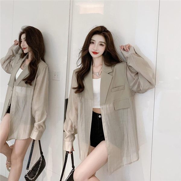 women's suits & blazers loose long sleeve sunscreen shirt women thin summer suit jacket 2021 temperament small casual tide aq1291, White;black
women's suits & blazers loose long sleeve sunscreen shirt women thin summer suit jacket 2021 temperament small casual tide aq1291, White;black