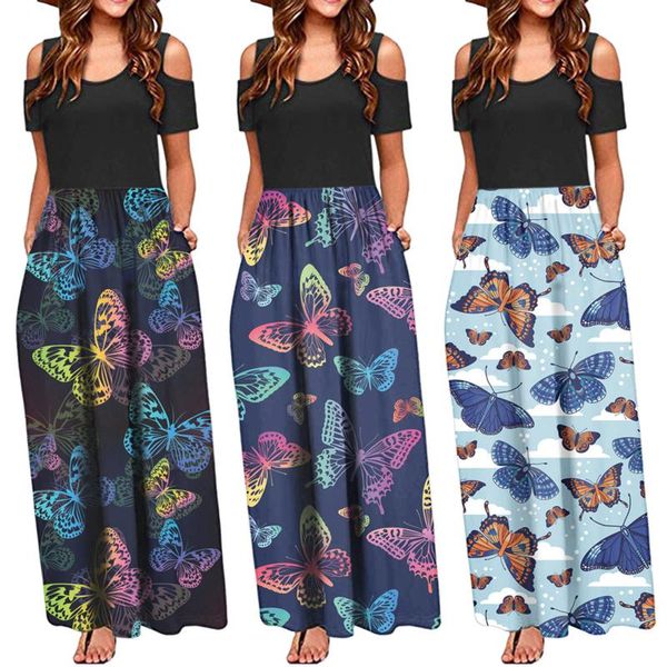 casual dresses women maxi dress summer short sleeve off shoulder floral print elegant long pocket bohemian loose vestidos, Black;gray
casual dresses women maxi dress summer short sleeve off shoulder floral print elegant long pocket bohemian loose vestidos, Black;gray