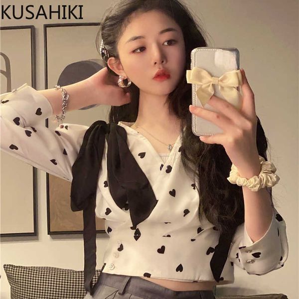 kusahiki korean love heart printed chiffon short blouse sweet bowknot puff sleeve v-neck shirt summer blusas 6h062 210602, White
kusahiki korean love heart printed chiffon short blouse sweet bowknot puff sleeve v-neck shirt summer blusas 6h062 210602, White