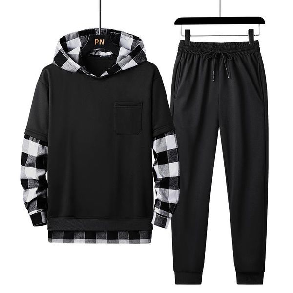 men's tracksuits spring autumn mens set tracksuit men plaid patchwork hoodies + pants 2 pieces fashion studen sports suit streetwear 5x, Gray
men's tracksuits spring autumn mens set tracksuit men plaid patchwork hoodies + pants 2 pieces fashion studen sports suit streetwear 5x, Gray