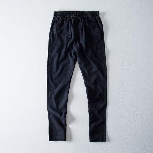 men's pants flax and cotton men ankle-length solid fashion male casual elastic waist trousers mens brand clothing fall chandail, Black
men's pants flax and cotton men ankle-length solid fashion male casual elastic waist trousers mens brand clothing fall chandail, Black