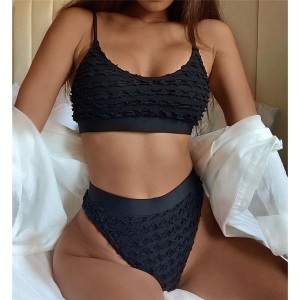 women's swimwear style ladies solid color swimsuit swimming pleated high waist bikini female two-piece suit, White;black
women's swimwear style ladies solid color swimsuit swimming pleated high waist bikini female two-piece suit, White;black
