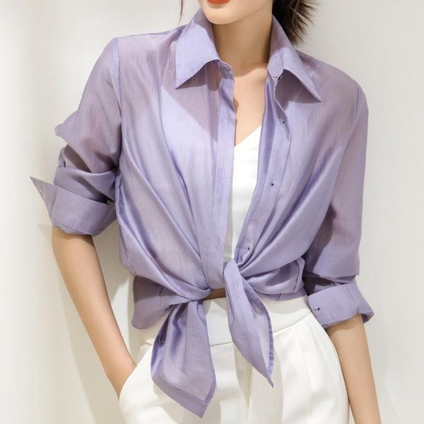 women's blouses & shirts 2021 summer crop chiffon harajuku flannel shirt long sleeve cardigan blouse women boho clothing korean, White 
women's blouses & shirts 2021 summer crop chiffon harajuku flannel shirt long sleeve cardigan blouse women boho clothing korean, White