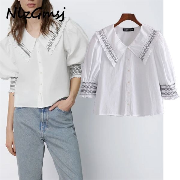 blouse women short puff sleeve applique ruffled summer shirt woman vintage fitted 03 210628, White
blouse women short puff sleeve applique ruffled summer shirt woman vintage fitted 03 210628, White