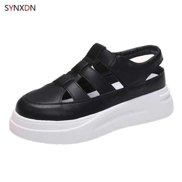 sandals synxdn hollow leather women thick bottom hook & loop platform sandalias vulcanized shoes summer luxury designer, Black
sandals synxdn hollow leather women thick bottom hook & loop platform sandalias vulcanized shoes summer luxury designer, Black