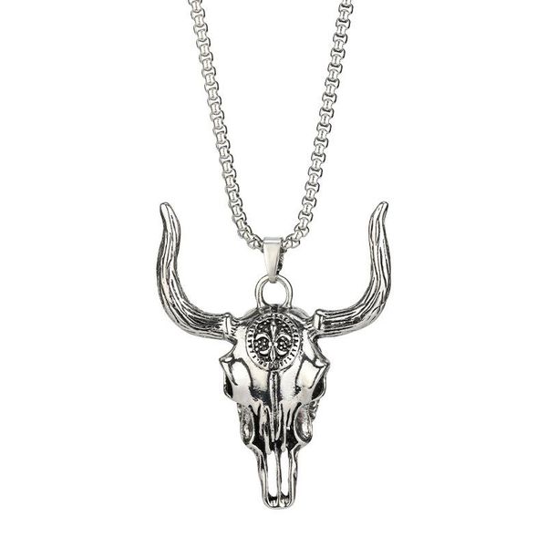 pendant necklaces hip hop fashion wild bull head skull titanium steel necklace men street western bone punk wholesale, Silver
pendant necklaces hip hop fashion wild bull head skull titanium steel necklace men street western bone punk wholesale, Silver