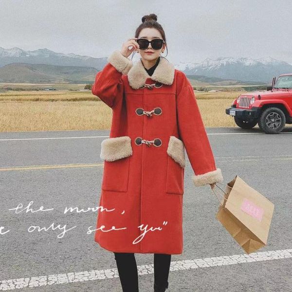 women's wool & blends winter coat women fashion splice faux fur loose red woolen jacket female vintage elegant casual mid-long black wa
women's wool & blends winter coat women fashion splice faux fur loose red woolen jacket female vintage elegant casual mid-long black wa