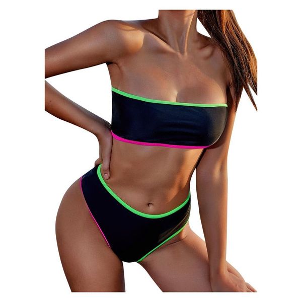 women's swimwear strapless swimsuit women 2021 bandeau bikini high waisted 2 pieces bathing suit bikinis set, White;black
women's swimwear strapless swimsuit women 2021 bandeau bikini high waisted 2 pieces bathing suit bikinis set, White;black