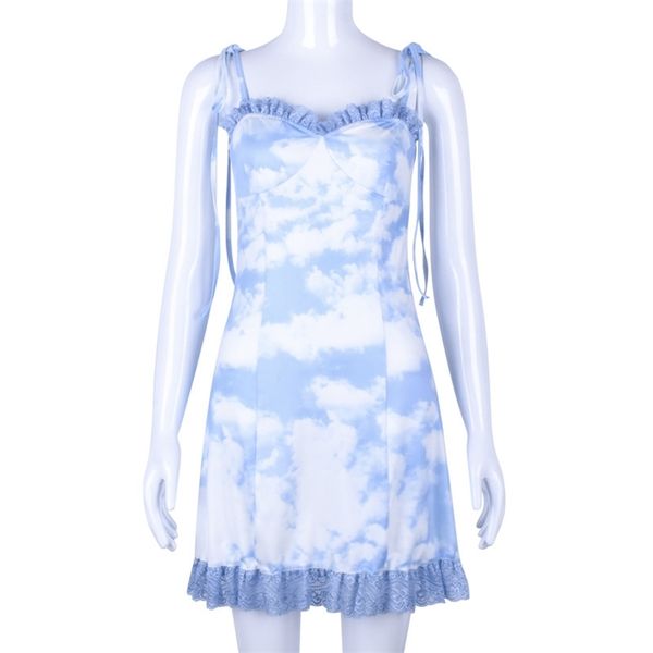new summer clouds print ruched ruffles a line dress women lace up spaghetti strap bodycon party club dress mini vestidos, Black;gray
new summer clouds print ruched ruffles a line dress women lace up spaghetti strap bodycon party club dress mini vestidos, Black;gray