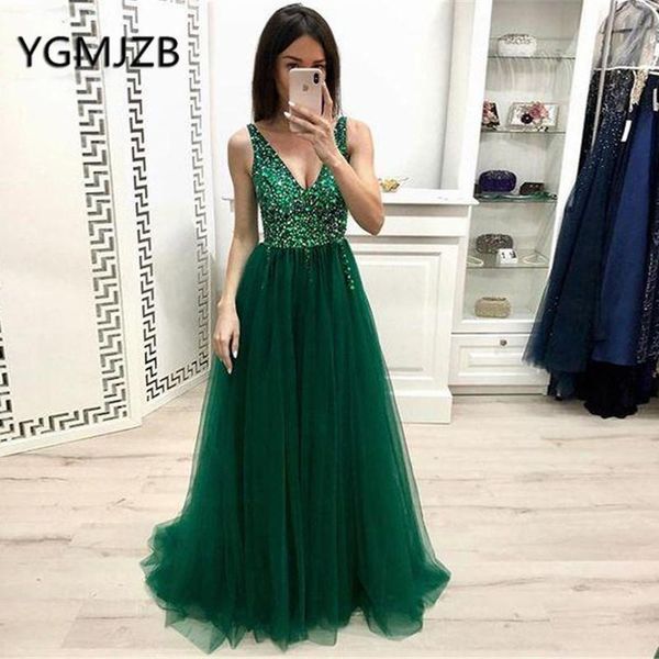 party dresses backless evening a-line deep v-neck glitter beaded crystal tulle long prom gown 2021 women formal dress, White;black
party dresses backless evening a-line deep v-neck glitter beaded crystal tulle long prom gown 2021 women formal dress, White;black