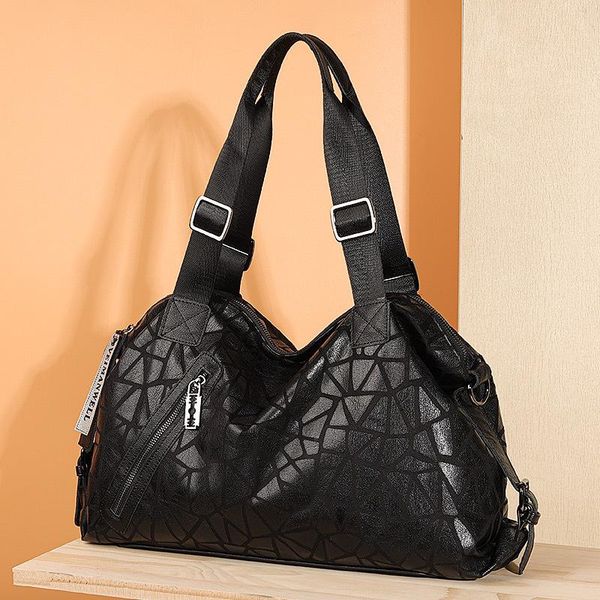 cross body custom stone pattern one-shoulder diagonal bag large capacity all-match leather handbag for women