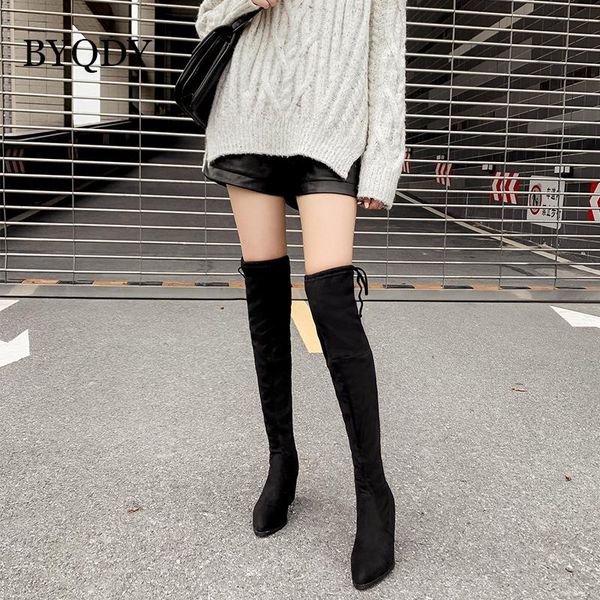 boots byqdy autumn winter woman over the knee elastic long booties leisure cow suede thick heel casual female lacing shoes, Black
boots byqdy autumn winter woman over the knee elastic long booties leisure cow suede thick heel casual female lacing shoes, Black