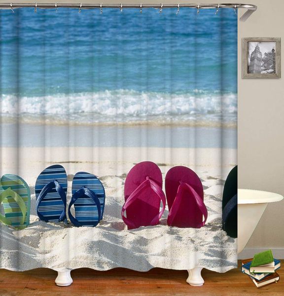 beach slippers, sunshine, waves privacy protection, color printing decoration shower curtain
beach slippers, sunshine, waves privacy protection, color printing decoration shower curtain