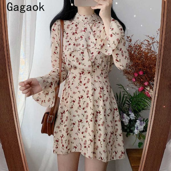 women high street print dress summer stand flare sleeve ruffles floral empire slim chic wild fashion dresses 210531, Black;gray
women high street print dress summer stand flare sleeve ruffles floral empire slim chic wild fashion dresses 210531, Black;gray