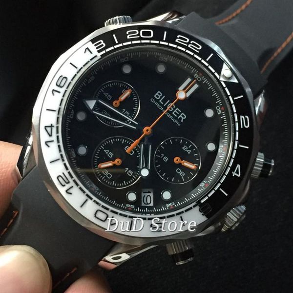wristwatches bliger 41mm black dial white ceramic bezel silver case rubber strap sapphire glass chronograph quartz movement men's watch, Slivery;brown
wristwatches bliger 41mm black dial white ceramic bezel silver case rubber strap sapphire glass chronograph quartz movement men's watch, Slivery;brown